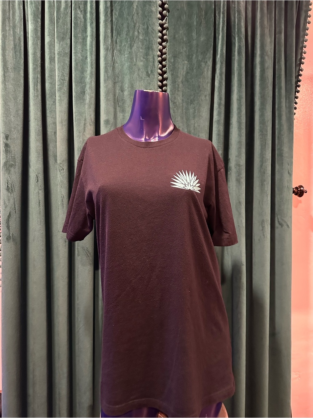 Minimal Graphic Tee - Deep Plum with White Botanical Accent